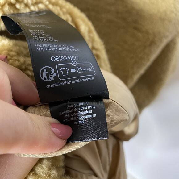 Free People Get Cozy Teddy Jacket Women's Medium Brown Fuzzy Oversize Boho Zip - Picture 10 of 10